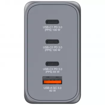 Verbatim GNC-200 GaN Ladegerät 200W mit 2 x USB-C PD 100W / 1 x USB-C PD 65W / 1 x USB QC 3.0 (EU/UK/US)