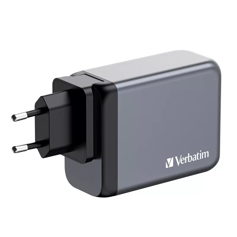 Verbatim GNC-200 GaN Ladegerät 200W mit 2 x USB-C PD 100W / 1 x USB-C PD 65W / 1 x USB QC 3.0 (EU/UK/US)