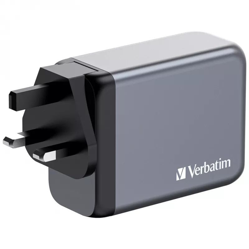 Verbatim GNC-200 GaN Ladegerät 200W mit 2 x USB-C PD 100W / 1 x USB-C PD 65W / 1 x USB QC 3.0 (EU/UK/US)