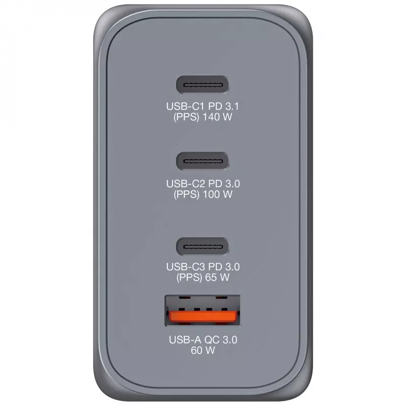 Verbatim GNC-240 GaN Ladegerät 240 W mit 1 x USB-C 140 W / 1 x USB-C 100 W / 1 x USB-C 65 W / 1 x USB-A QC 3.0 (EU/UK/US)
