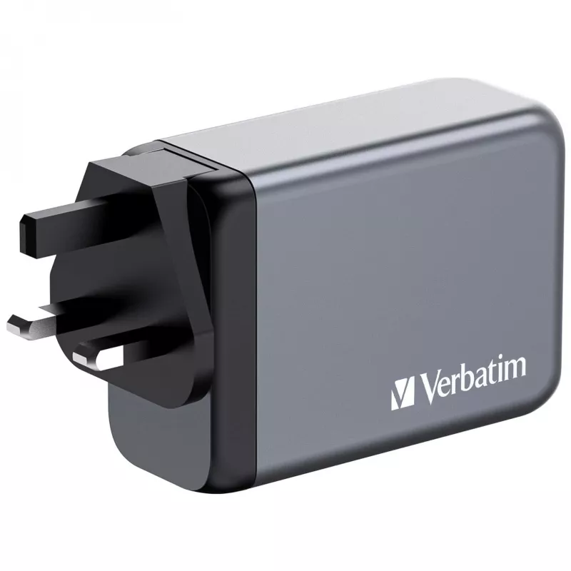 Verbatim GNC-240 GaN Ladegerät 240 W mit 1 x USB-C 140 W / 1 x USB-C 100 W / 1 x USB-C 65 W / 1 x USB-A QC 3.0 (EU/UK/US)