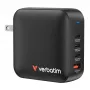 Verbatim Mini GaN Ladegerät 165W 4 Port US-Stecker mit EU- und UK-Adaptern
