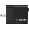 Verbatim GaN-Ladegerät 65 W 2 Ports mit einziehbarem Kabel, Display, US-Steckern sowie EU- und UK-Adaptern