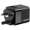 Verbatim GaN-Ladegerät 65 W 2 Ports mit einziehbarem Kabel, Display, US-Steckern sowie EU- und UK-Adaptern