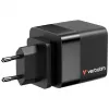 Verbatim GaN-Ladegerät 65 W 2 Ports mit einziehbarem Kabel, Display, US-Steckern sowie EU- und UK-Adaptern