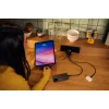 Verbatim GaN-Ladegerät 65 W 2 Ports mit einziehbarem Kabel, Display, US-Steckern sowie EU- und UK-Adaptern