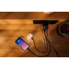 Verbatim GaN-Ladegerät 65 W 2 Ports mit einziehbarem Kabel, Display, US-Steckern sowie EU- und UK-Adaptern