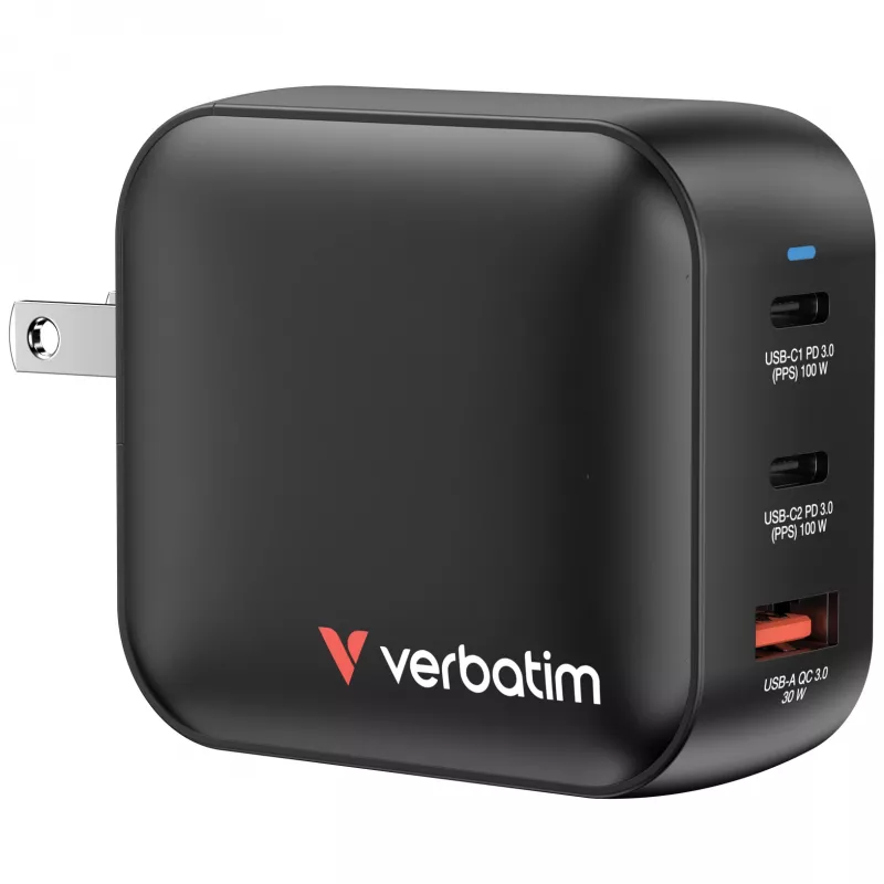 Verbatim GaN Ladegerät 100W Universal Schwarz AC Schnellladung Innenbereich