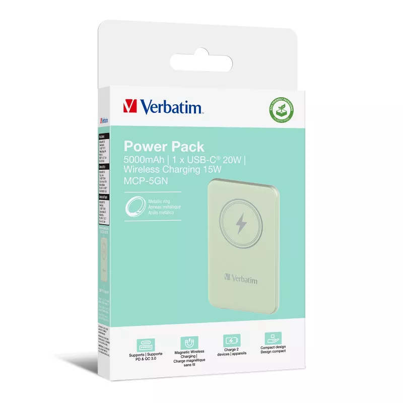 Verbatim Charge 'n' Go Magnetische kabellose Powerbank 5000 mAh Grün
