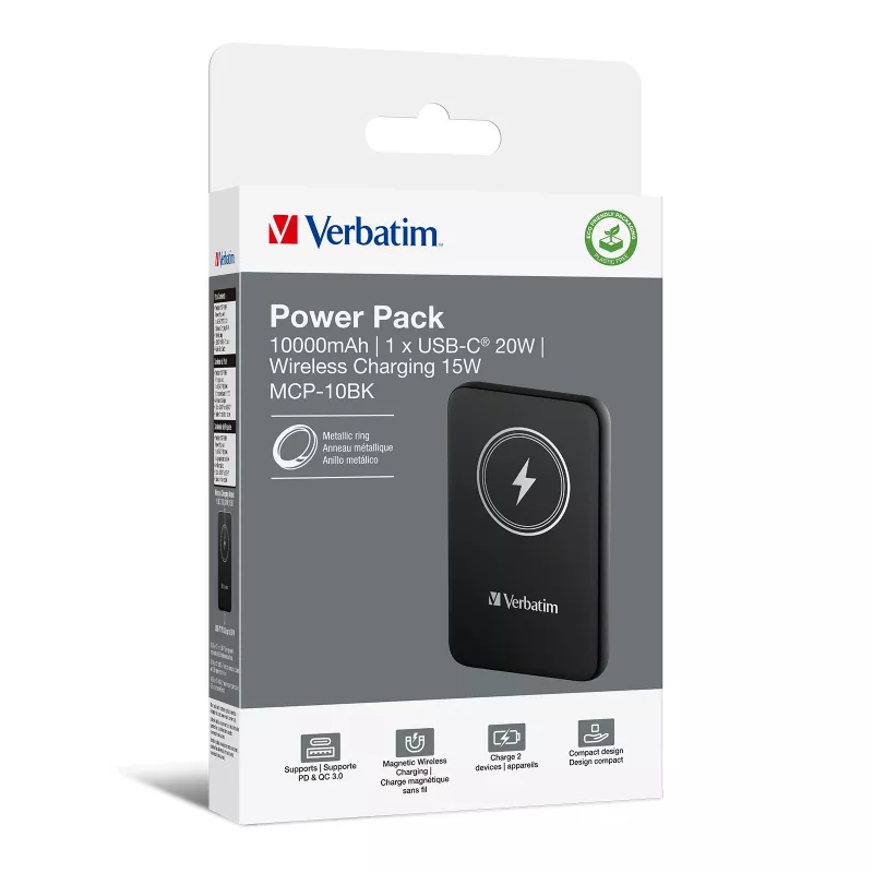 Verbatim Charge 'n' Go Magnetic Wireless Power Bank 10000mAh Schwarz