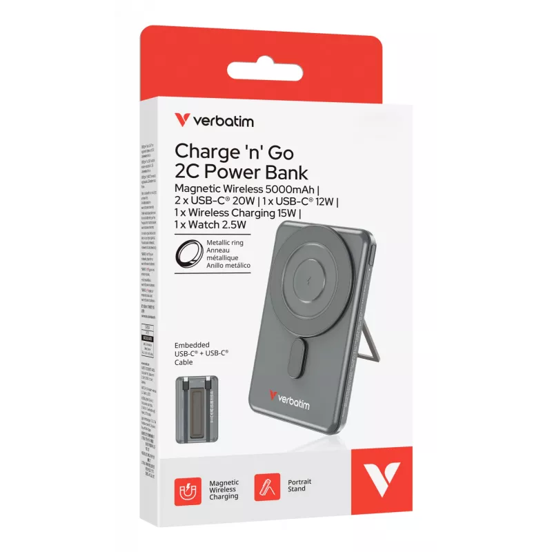 Verbatim Charge'n'Go 2C Powerbank 5000 mAh Grau