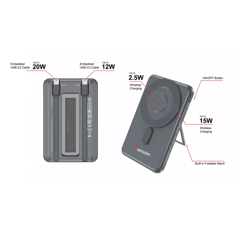 Verbatim Charge'n'Go 2C Powerbank 5000 mAh Grau