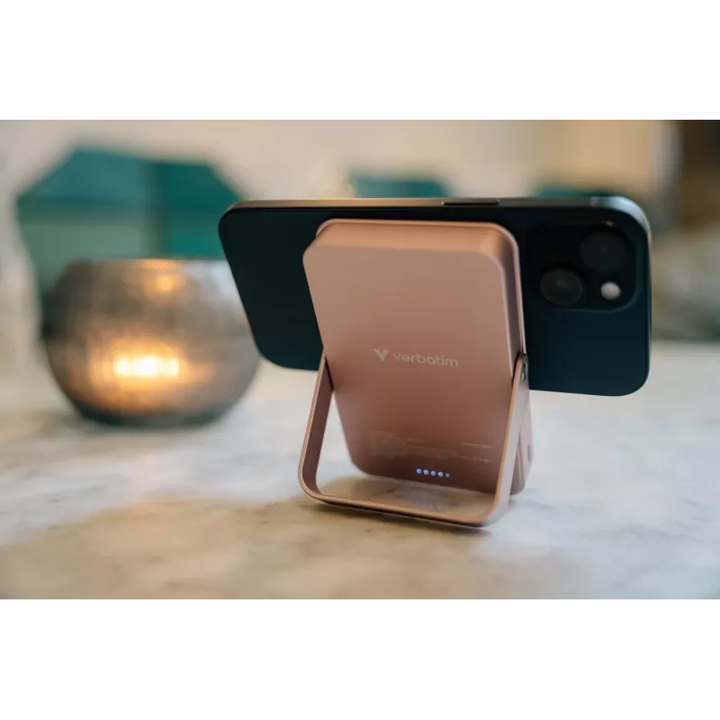 Verbatim Charge 'n' Go Magnetic Wireless Power Bank mit Ständer – 10000 mAh Pink