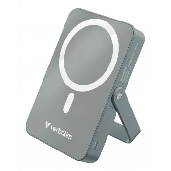 Verbatim Charge 'n' Go Magnetische kabellose Powerbank mit Ständer – 10000 mAh Grau
