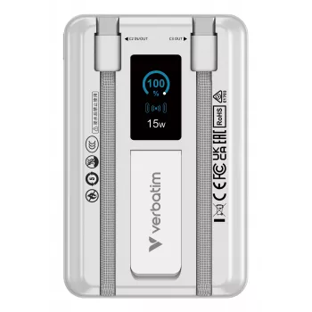 Verbatim Charge'n'Go 2C & Display Powerbank 10000 mAh Silber
