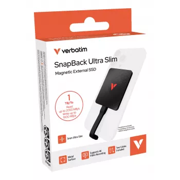 Verbatim SnapBack Ultra schlank SSD 1TB USB Type-C USB 3.2 Gen 2x2 Schwarz