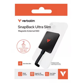 Verbatim SnapBack Ultra schlank SSD 2TB USB Type-C USB 3.2 Gen 2x2 Schwarz