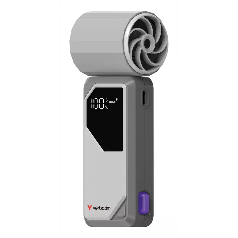 Verbatim Cool’n’Go AirJet Handheld Fan Grau/Lila, Grau, Lila, Handheld fan, 1 Stk., 6 W, Lithium-Ion (Li-Ion), 3,7 V