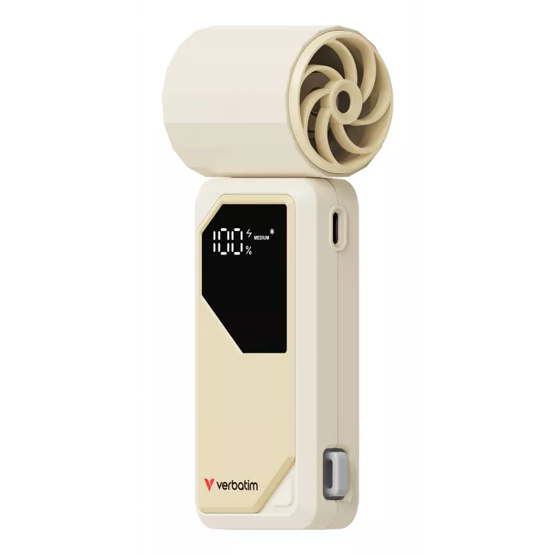 Verbatim Cool’n’Go AirJet Handventilator Weiß/Silber, Silber, Weiß, Handventilator, 1 Stk., 6 W, Lithium-Ionen (Li-Ion), 3,7 V