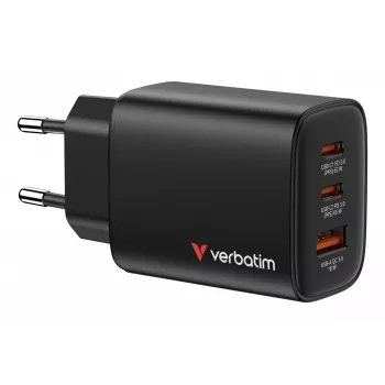 Verbatim Essentials GaN Ladegerät 65W EU-Stecker Schwarz, Innenbereich, AC, 20 V, Schwarz