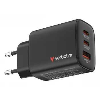 Verbatim Essentials GaN Ladegerät 65W EU-Stecker Schwarz, Innenbereich, AC, 20 V, Schwarz