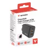 Verbatim Essentials GaN Ladegerät 65W EU-Stecker Schwarz, Innenbereich, AC, 20 V, Schwarz