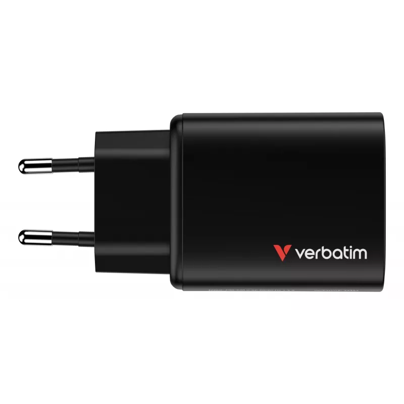 Verbatim Essentials GaN Ladegerät 65W EU-Stecker Schwarz, Innenbereich, AC, 20 V, Schwarz