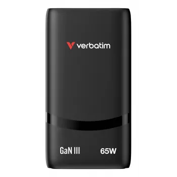 Verbatim Fold 'n' Go GaN-Ladegerät 65W EU-Stecker Schwarz, Innenbereich, AC, 20 V, Schwarz