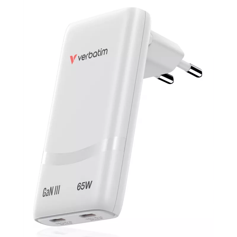Verbatim Fold 'n' Go GaN-Ladegerät 65W EU-Stecker Weiß