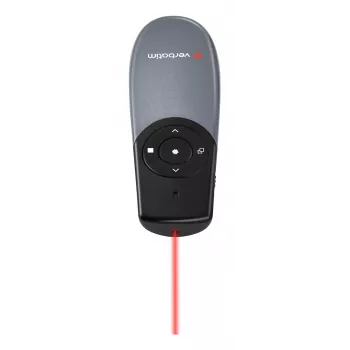 Verbatim Focus Wireless Presenter mit rotem Laserpointer, RF, USB, 30 m, Schwarz, Silber