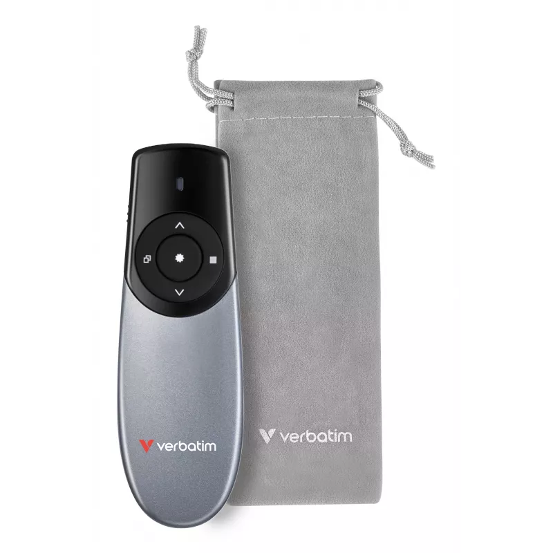Verbatim Focus Wireless Presenter mit rotem Laserpointer, RF, USB, 30 m, Schwarz, Silber