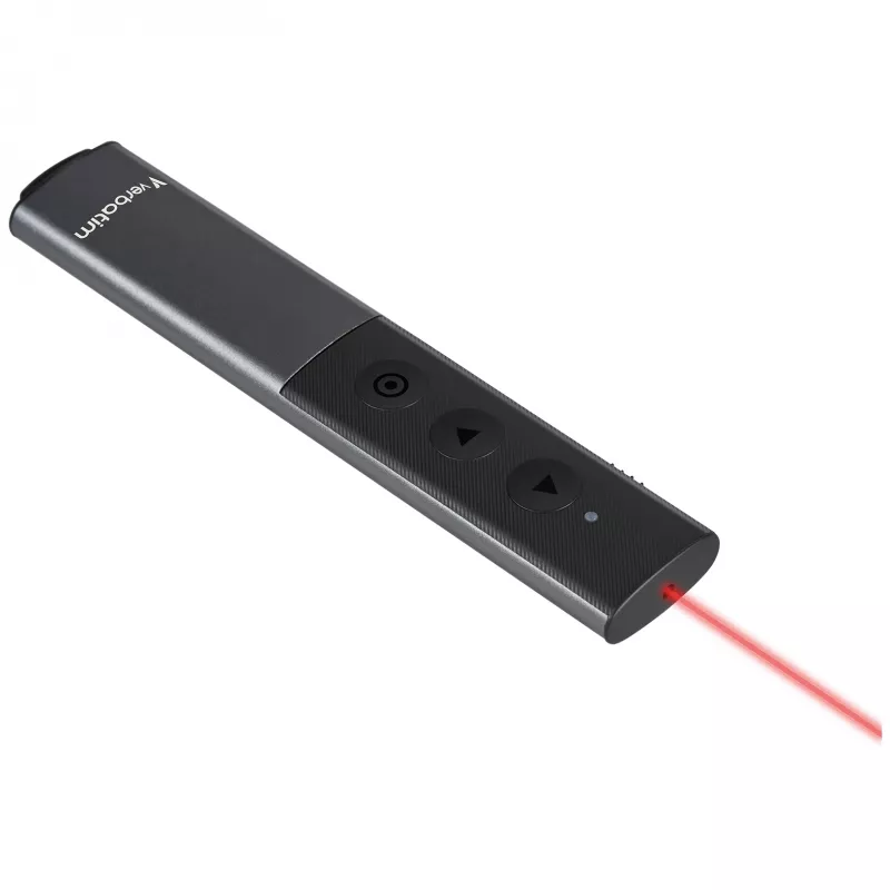 Verbatim Agenda Wireless Presenter mit rotem Laserpointer, RF, USB, 100 m, Schwarz, Silber