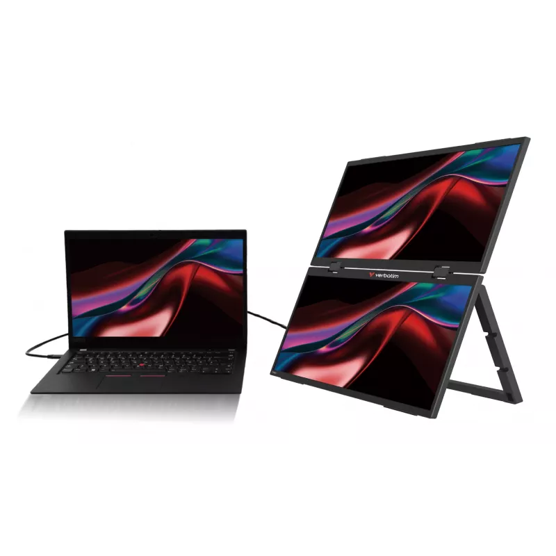 Verbatim Portable 15.6 Zoll FHD Dual Monitor Essentials, 39,6 cm (15,6 Zoll), LCD, 1920 x 1080 Pixel, Full HD, 16:9, 10 ms