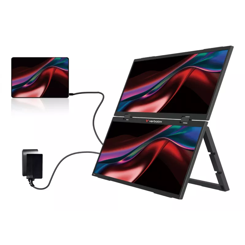 Verbatim Portable 15.6 Zoll FHD Dual Monitor Essentials, 39,6 cm (15,6 Zoll), LCD, 1920 x 1080 Pixel, Full HD, 16:9, 10 ms
