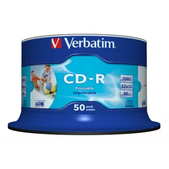 Verbatim CD-R AZO Wide Inkjet Printable no ID 700 MB 52x 50 Stk.