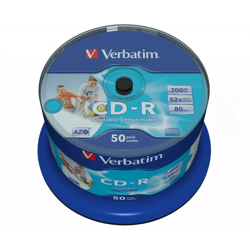 Verbatim CD-R AZO Wide Inkjet Printable no ID 700 MB 52x 50 Stk.