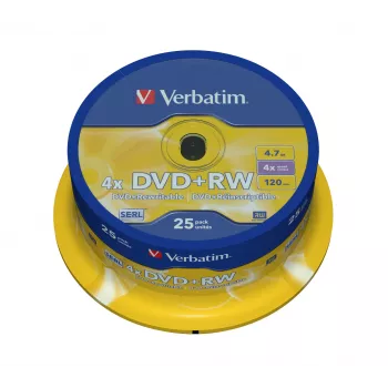 Verbatim DVD+RW Matt Silver 4,7 GB 25 Stk.