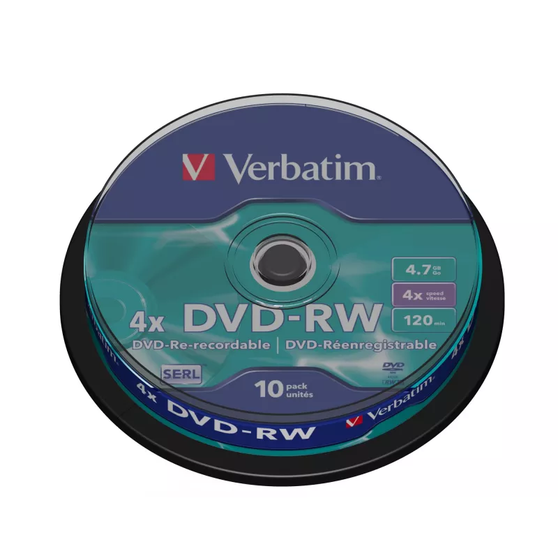 Verbatim DVDVER00072B, DVD-RW, Spindel, 10 Stück, 4,7 GB