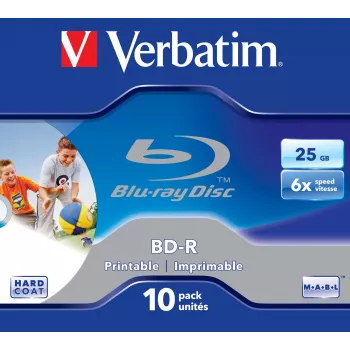 Verbatim BD-R SL 25GB 6x Printable 10er-Packung Jewel Case 10 Stück
