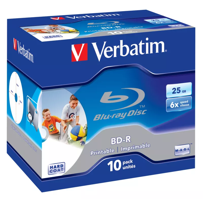 Verbatim BD-R SL 25GB 6x Printable 10er-Packung Jewel Case 10 Stück