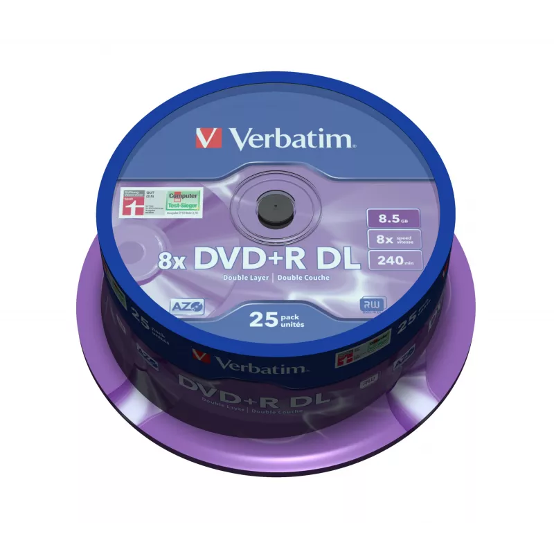 Verbatim DVD+R Double Layer 8x Matt Silber 25er Spindel