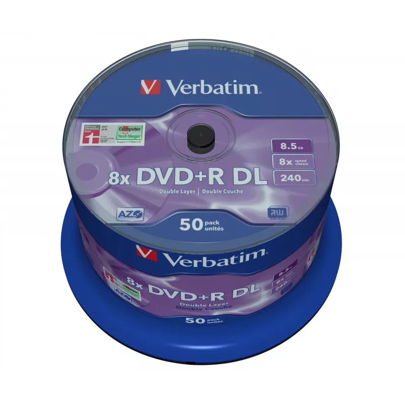 Verbatim DVD+R Double Layer 8x Matt Silver 50er Spindel