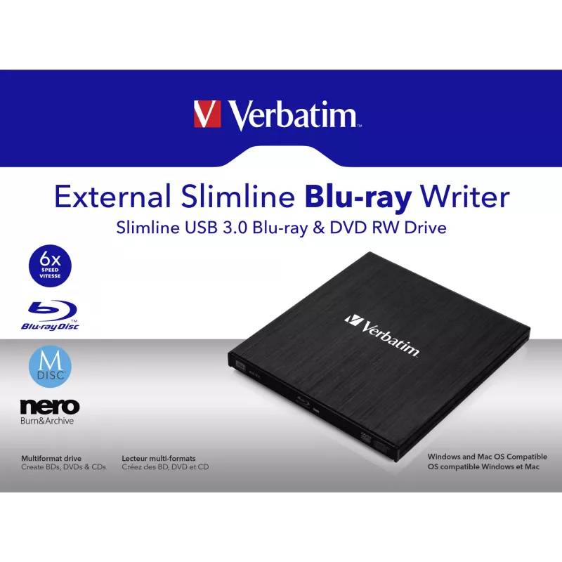 Externes Slimline-Laufwerk Blu-Ray RW Verbatim 43890