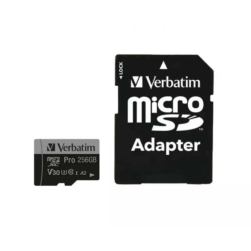 Verbatim Pro U3 256GB Micro SDXC Karte, 256 GB, MicroSDXC, Class 10, UHS-I, 100 MB/s, 90 MB/s