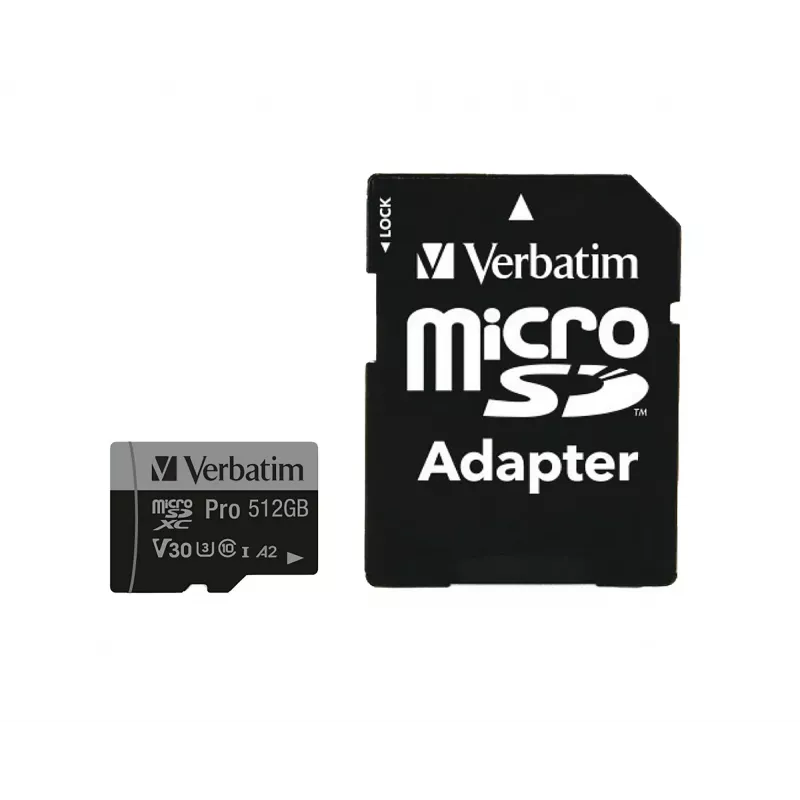 Verbatim Pro U3 512GB Micro SDXC Karte, 512 GB, MicroSDXC, Class 10, UHS-I, 100 MB/s, 90 MB/s