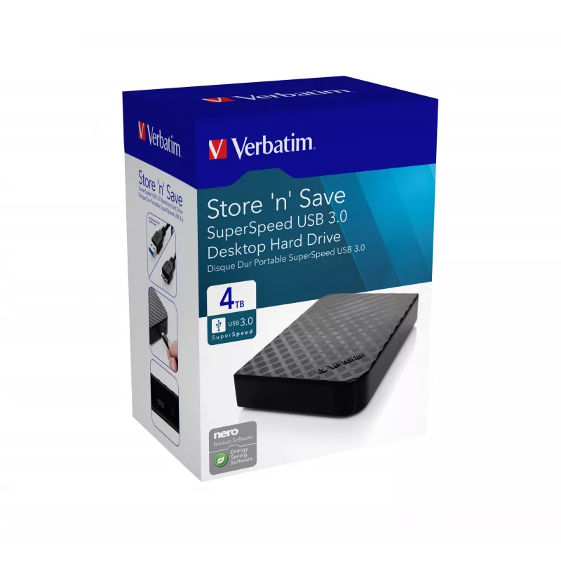 Verbatim Store 'n' Save 4TB USB 3.0, 4 TB, 3.2 Gen 1 (3.1 Gen 1), Schwarz