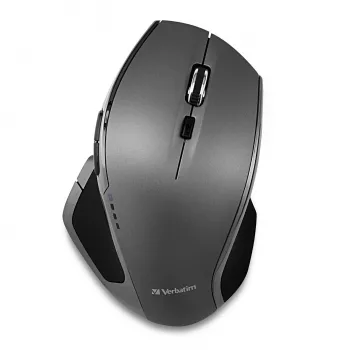 Verbatim 8-Button Wireless Blue LED Maus, Blue LED, RF Wireless, 1600 DPI, Schwarz, Grau