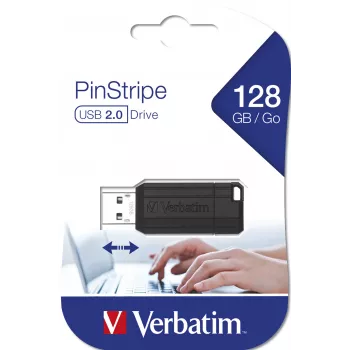 Verbatim PinStripe - USB-Speicherstick 128 GB - Schwarz