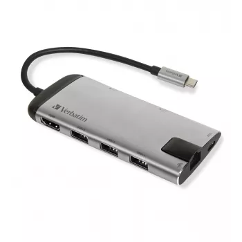 Verbatim 49142 Laptop Dock/Port-Replikator USB 3.2 Gen 1 (3.1 Gen 1) Typ-C Schwarz, Silber