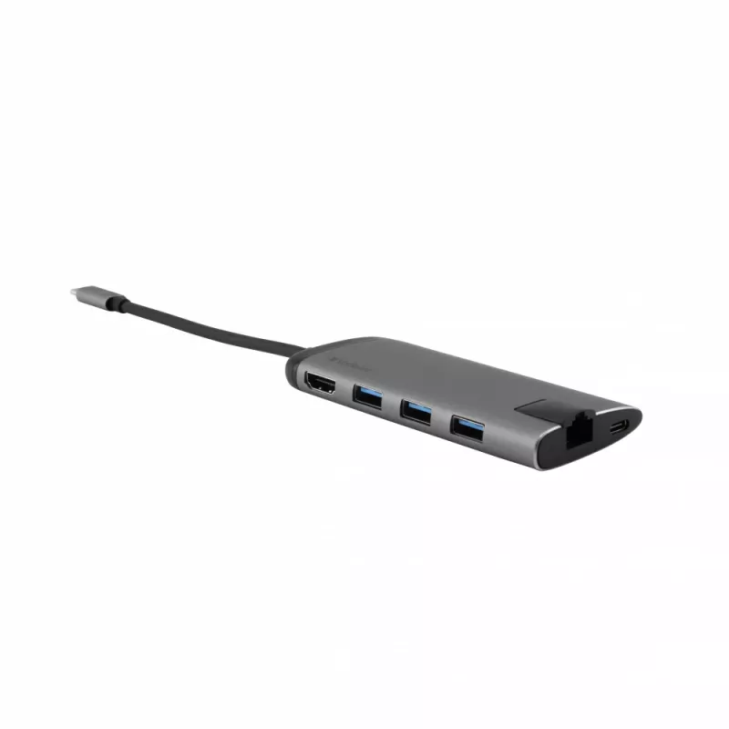 Verbatim 49142 Laptop Dock/Port-Replikator USB 3.2 Gen 1 (3.1 Gen 1) Typ-C Schwarz, Silber